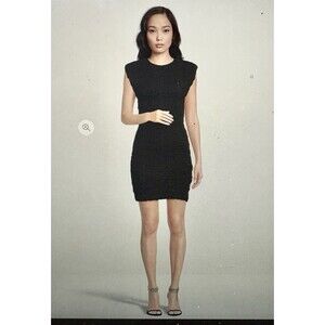 NWT Sabina Musayev Bamboo Cut Out Mini Dress Size S Black Anthropologie Padded